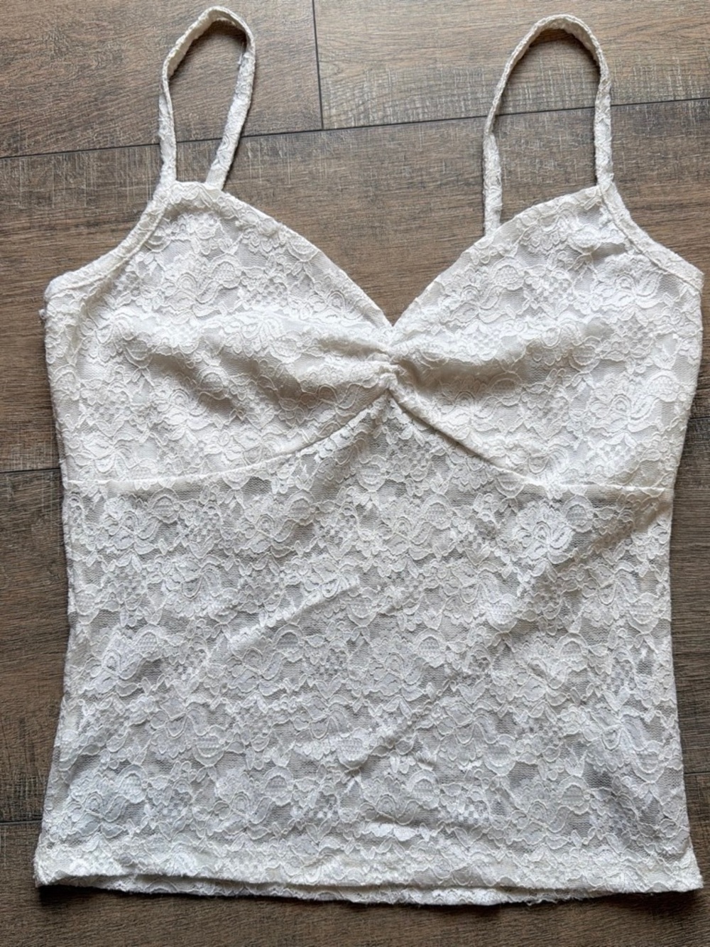 White Lace Twist-Front Cami